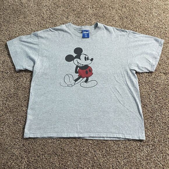 Disney Mickey Mouse Graphic Tee Size L/XL Unisex Gray Short Sleeve - Picture 1 of 4